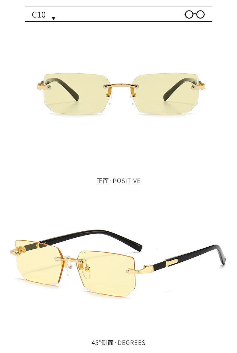 Rimless Rectangle Sunglasses – Fashionable Shades