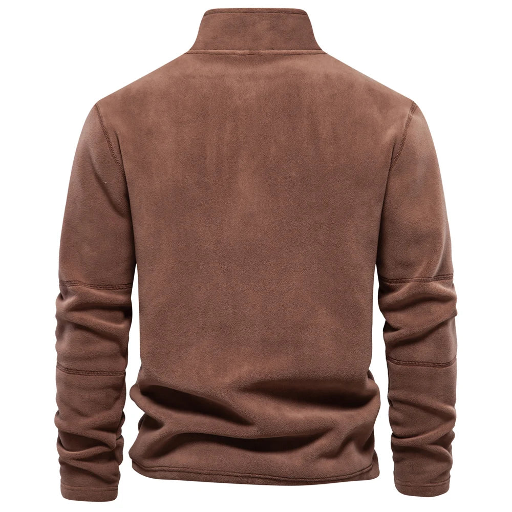 Men’s Thick Fleece Jacket – Warm Zipper Neck Pullover Sweatshirt