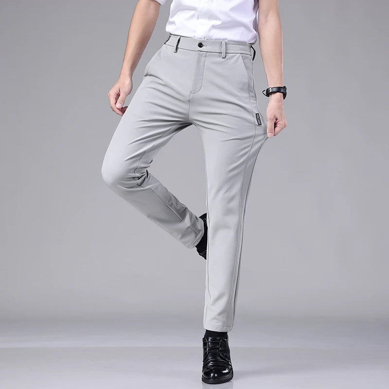Men’s Ultra-Thin Ice Silk Casual Trousers – Slim Straight Quick-Drying Summer Pants