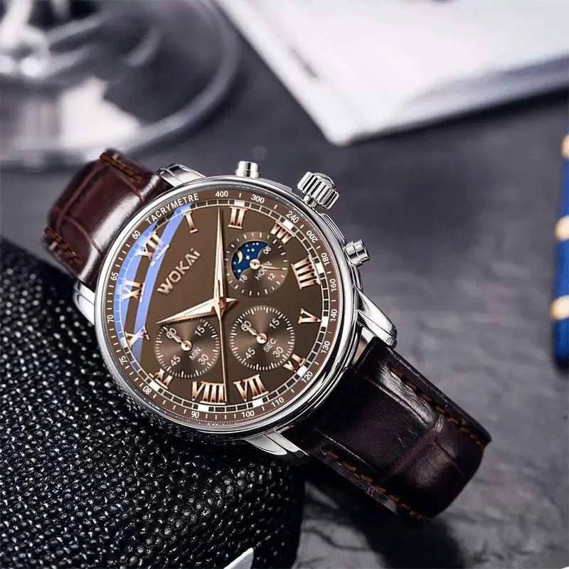 Men’s Vintage Watch – Gold Dial with Leather Strap