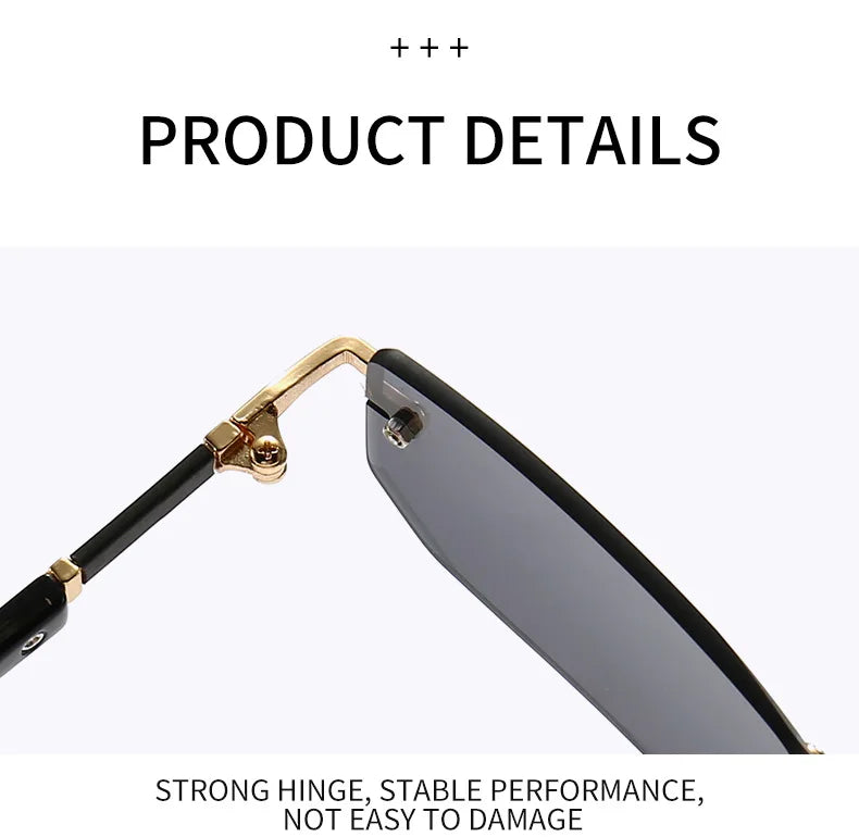 Rimless Rectangle Sunglasses – Fashionable Shades