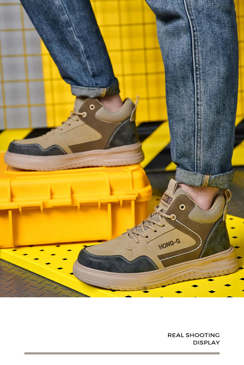 Men’s Steel Toe Safety Work Boots – Waterproof, Slip-Resistant & Lightweight Protection