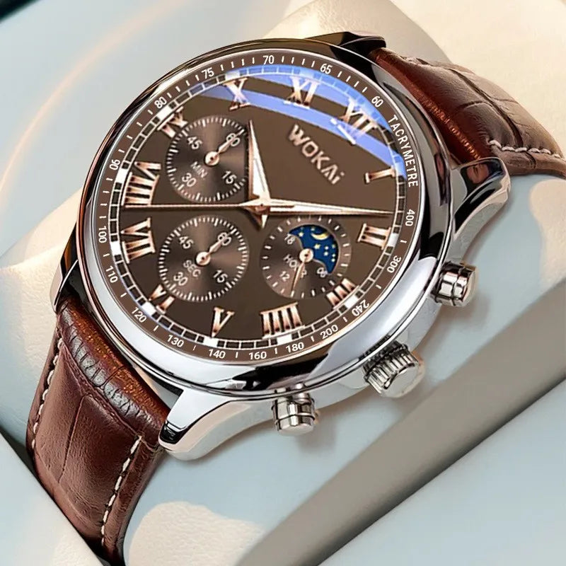 Men’s Vintage Watch – Gold Dial with Leather Strap