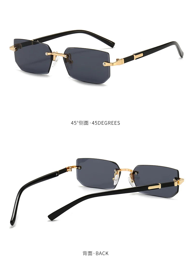 Rimless Rectangle Sunglasses – Fashionable Shades