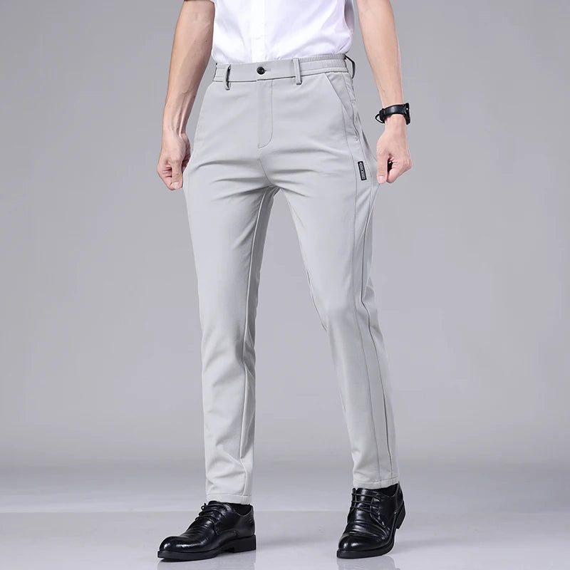 Men’s Ultra-Thin Ice Silk Casual Trousers – Slim Straight Quick-Drying Summer Pants