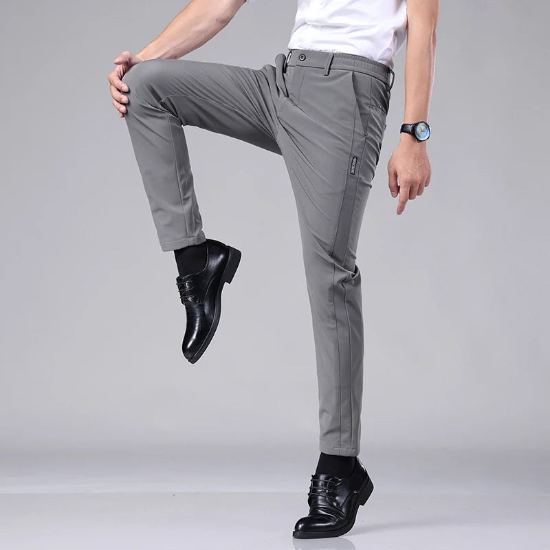 Men’s Ultra-Thin Ice Silk Casual Trousers – Slim Straight Quick-Drying Summer Pants