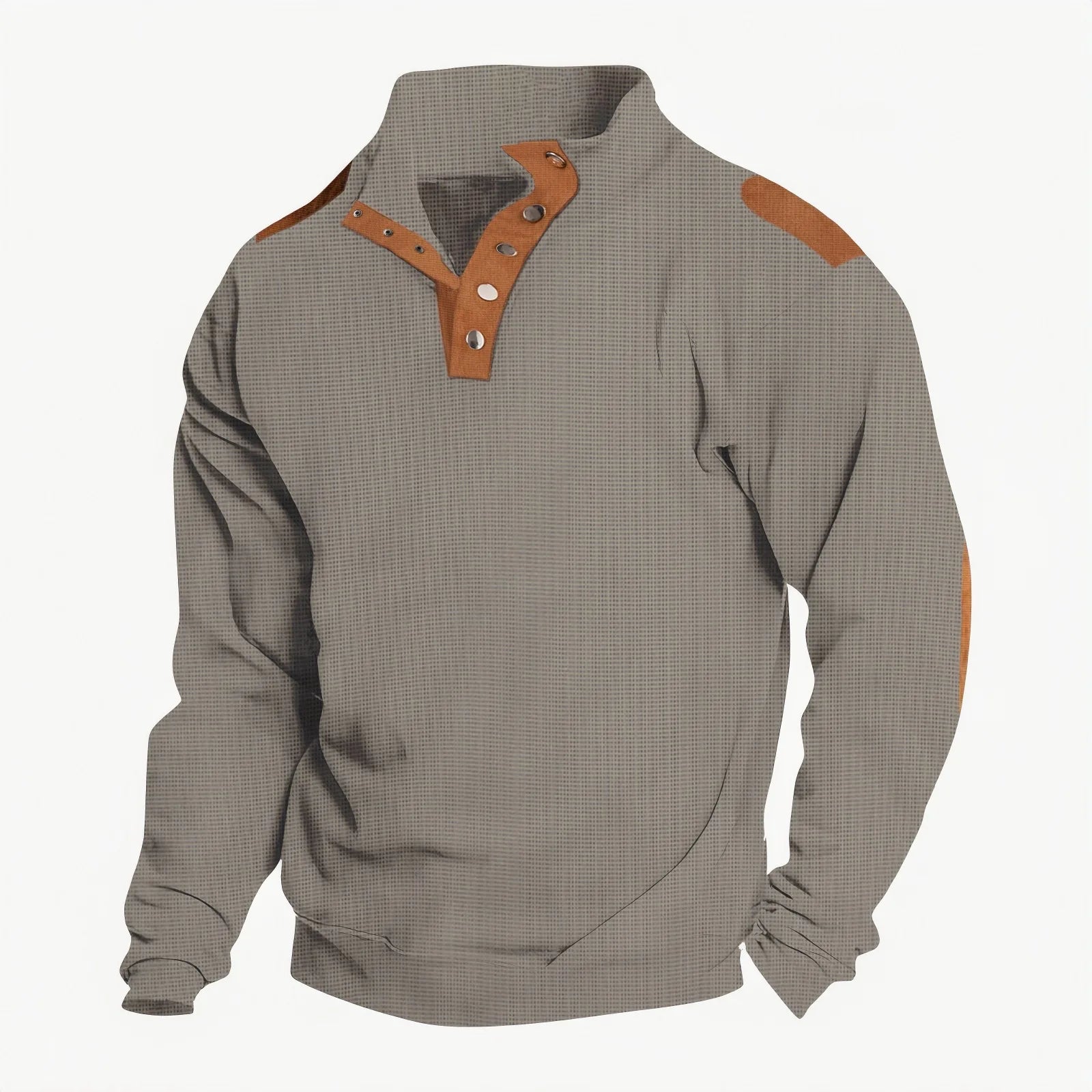 Men’s Long Sleeve Polo Shirt – Casual Stand Collar Button-Up, Spring & Autumn