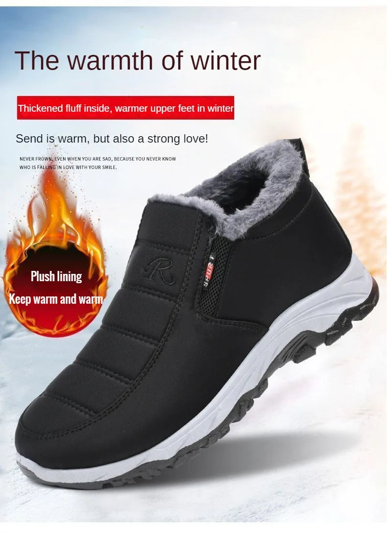Men’s Winter Casual Warm Shoes – Slip-On, Plush Lining & Chunky Sole