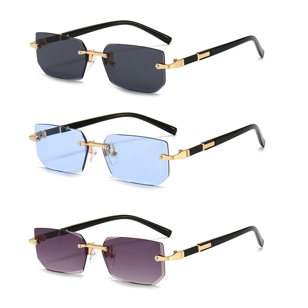 Rimless Rectangle Sunglasses – Fashionable Shades