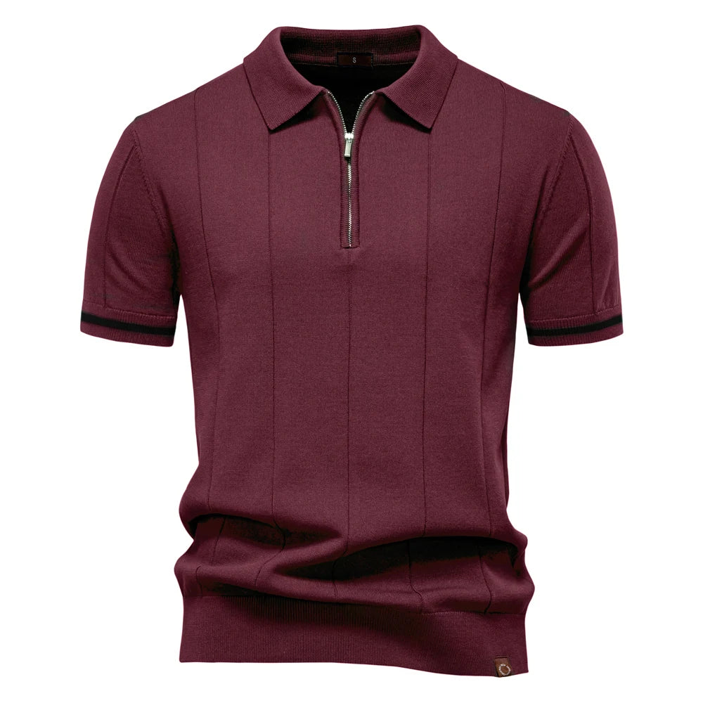 Men’s Slim Fit Polo Shirt with Zipper – Sporty & Smart Casual Style