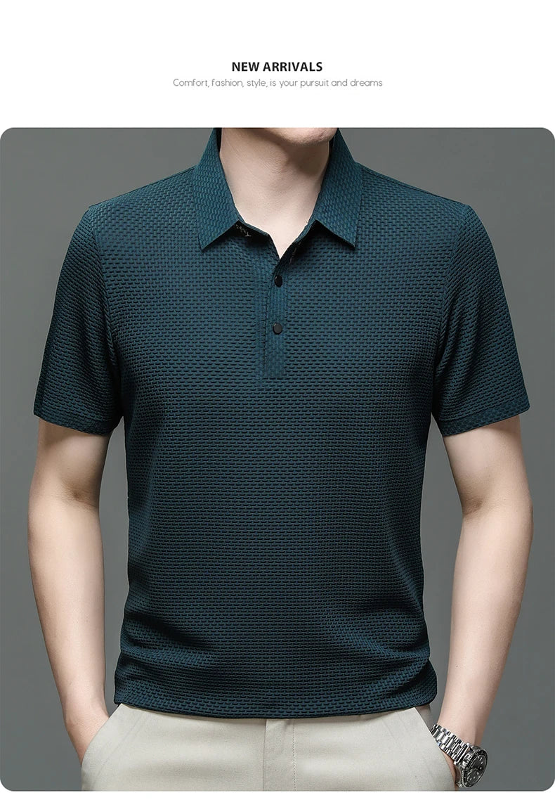 Men’s Ice Silk Polo Shirt – Breathable, Wrinkle-Resistant Summer Top