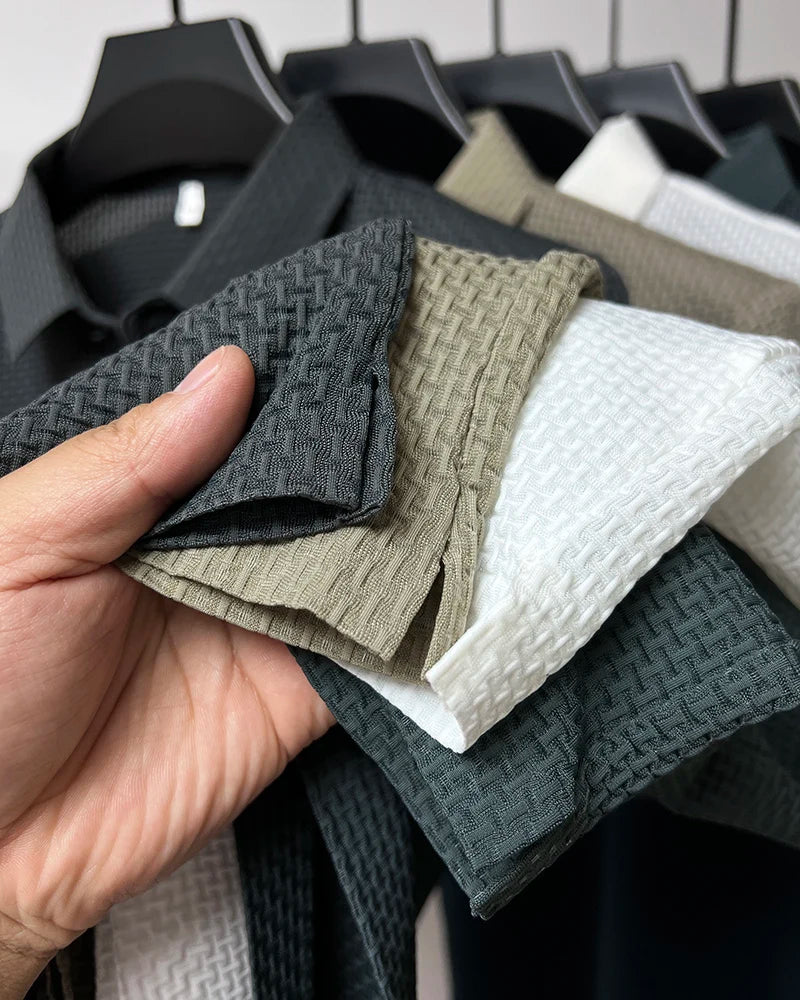 Men’s Ice Silk Polo Shirt – Breathable, Wrinkle-Resistant Summer Top