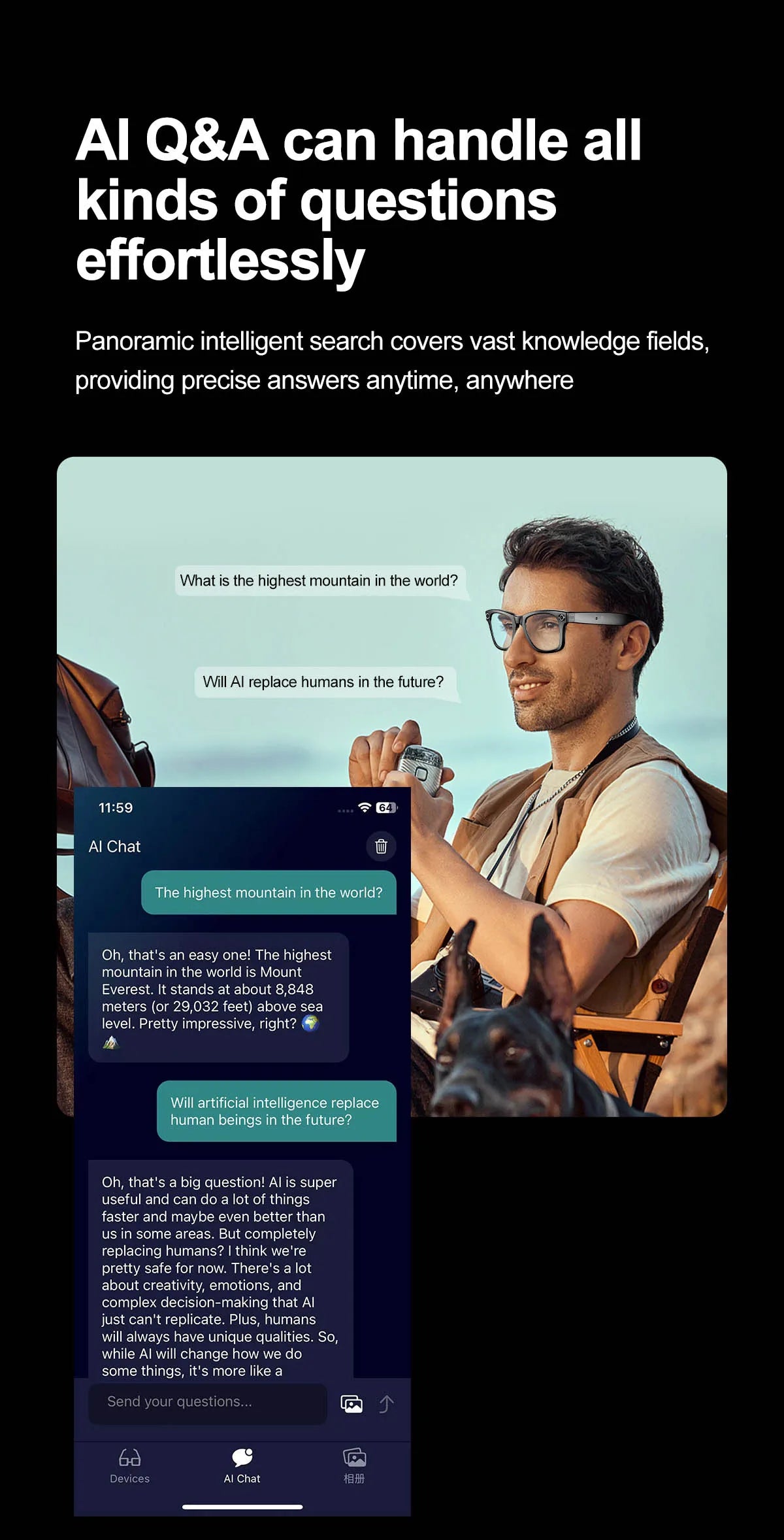 AI Smart Photochromic Glasses 4K  – Camera, Bluetooth Call, Music & Real-Time Translation