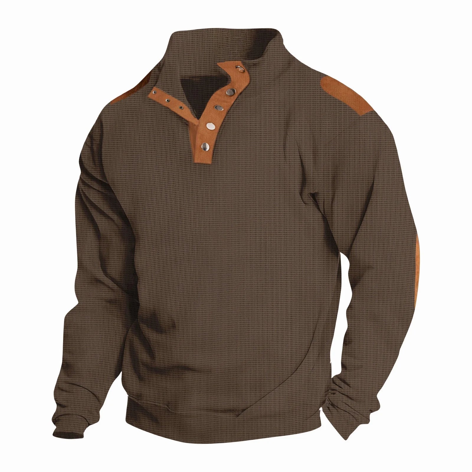 Men’s Long Sleeve Polo Shirt – Casual Stand Collar Button-Up, Spring & Autumn