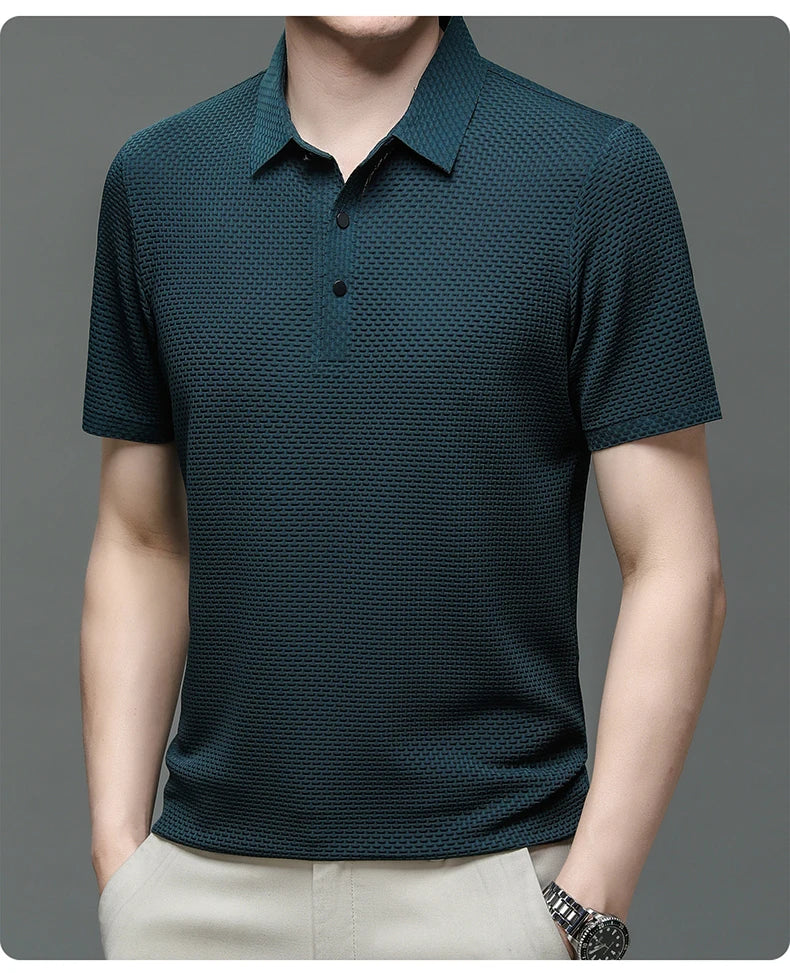 Men’s Ice Silk Polo Shirt – Breathable, Wrinkle-Resistant Summer Top