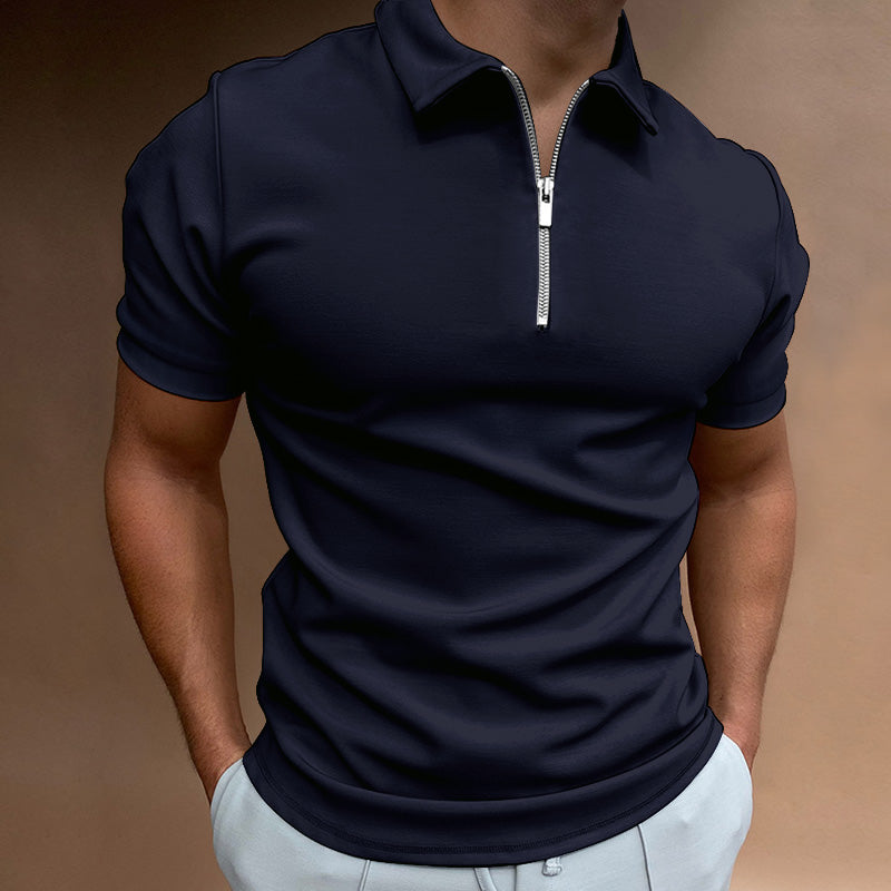 Men’s Summer Polo Shirt with Zipper – Casual Streetwear Style