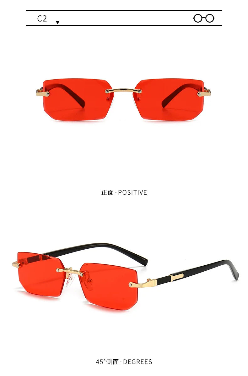 Rimless Rectangle Sunglasses – Fashionable Shades