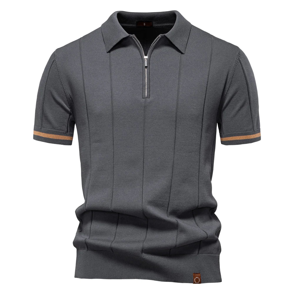 Men’s Slim Fit Polo Shirt with Zipper – Sporty & Smart Casual Style
