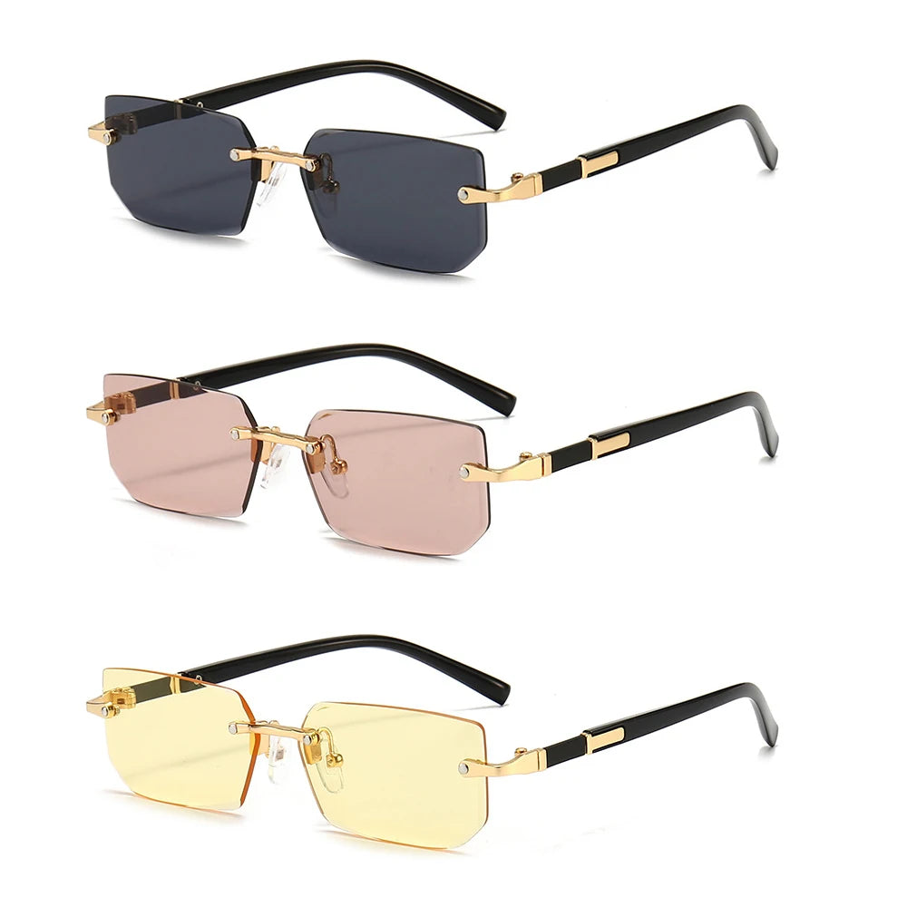 Rimless Rectangle Sunglasses – Fashionable Shades