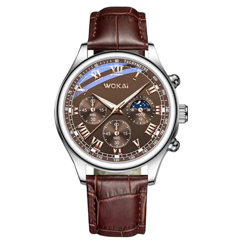 Men’s Vintage Watch – Gold Dial with Leather Strap