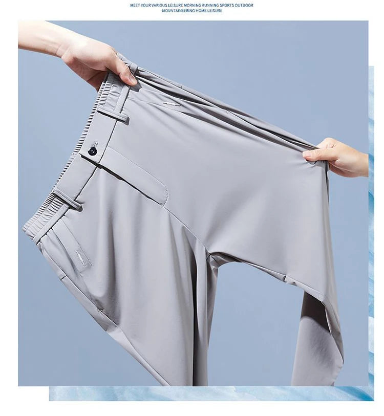 Men’s Ice Silk Slim Trousers – Lightweight & Quick-Dry