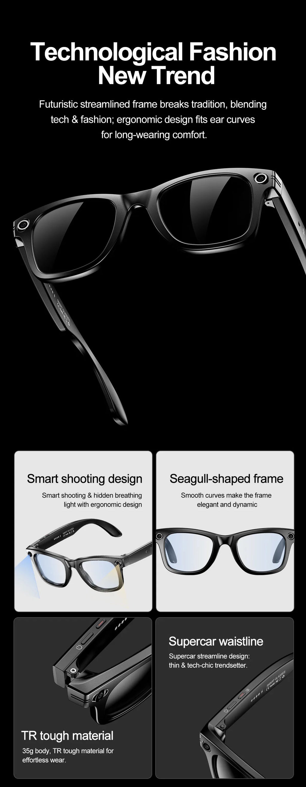 AI Smart Photochromic Glasses 4K  – Camera, Bluetooth Call, Music & Real-Time Translation