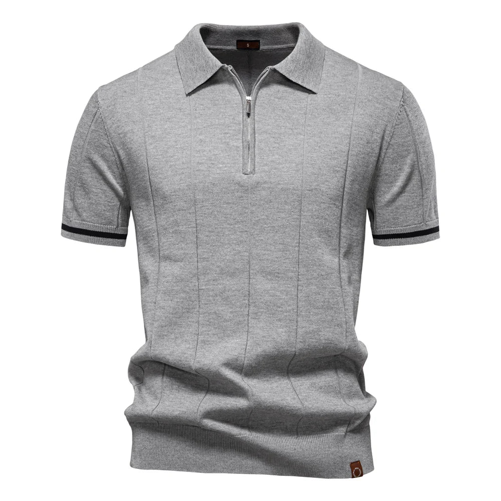 Men’s Slim Fit Polo Shirt with Zipper – Sporty & Smart Casual Style