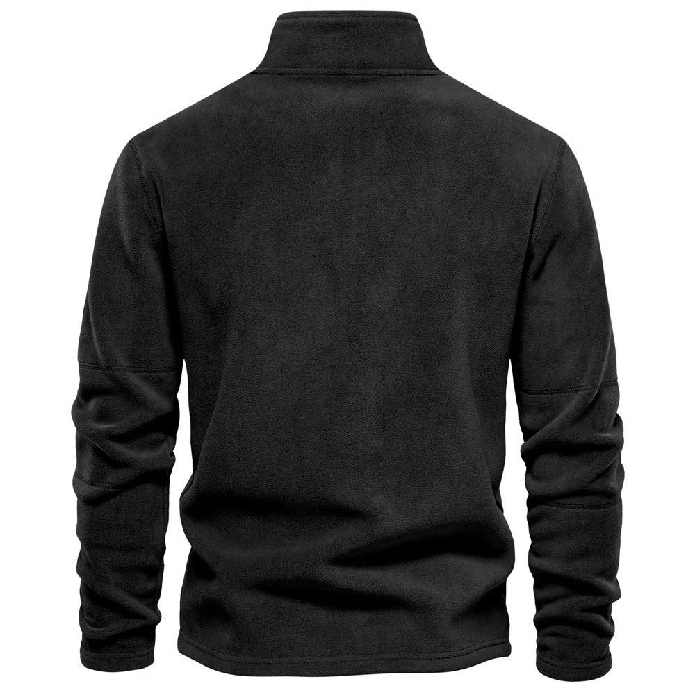 Men’s Thick Fleece Jacket – Warm Zipper Neck Pullover Sweatshirt