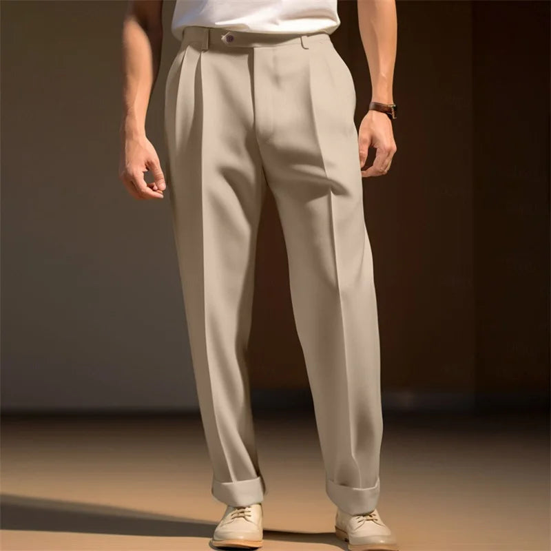 Men’s Classic Fit Dress Pants – Business Casual Straight Trousers