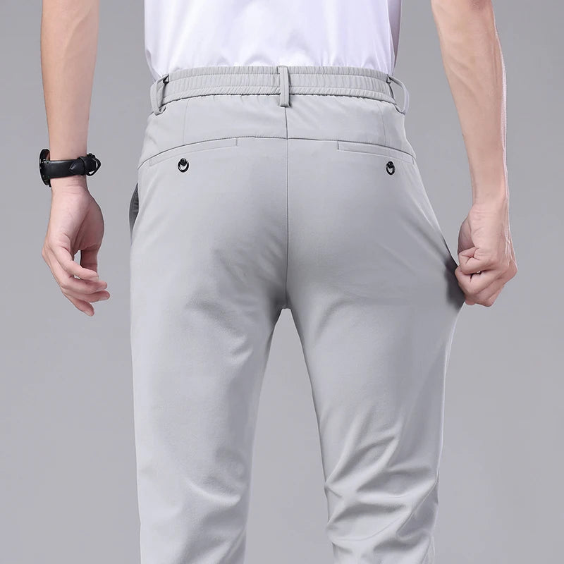 Men’s Ultra-Thin Ice Silk Casual Trousers – Slim Straight Quick-Drying Summer Pants