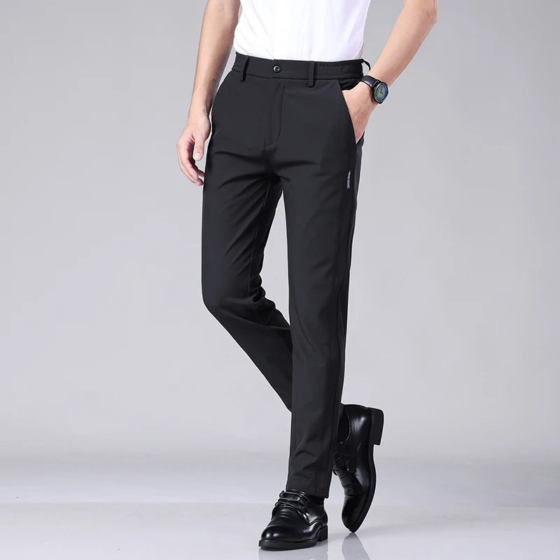 Men’s Ultra-Thin Ice Silk Casual Trousers – Slim Straight Quick-Drying Summer Pants