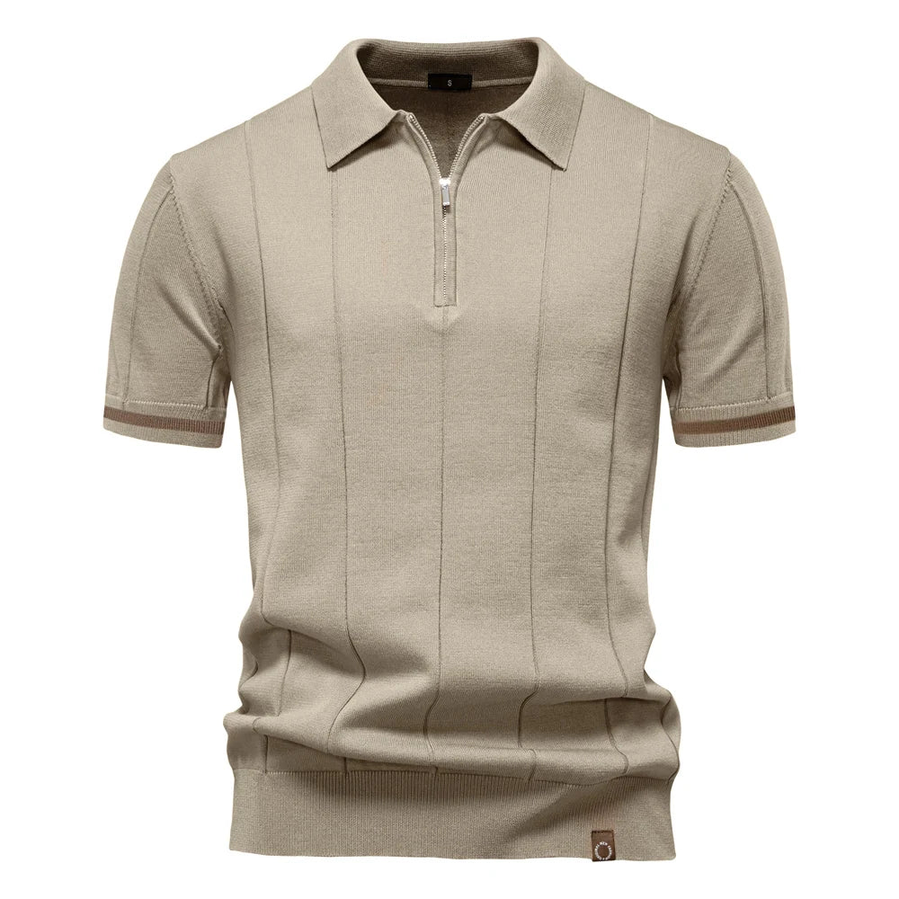 Men’s Slim Fit Polo Shirt with Zipper – Sporty & Smart Casual Style