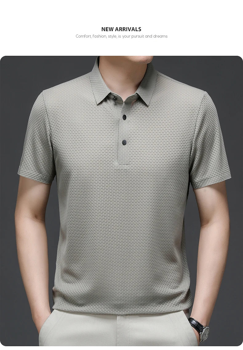 Men’s Ice Silk Polo Shirt – Breathable, Wrinkle-Resistant Summer Top