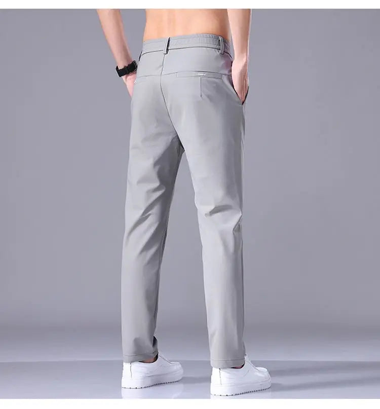 Men’s Ice Silk Slim Trousers – Lightweight & Quick-Dry