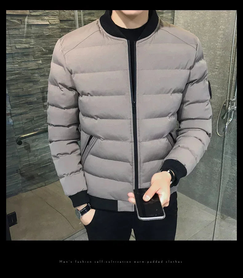 Men’s Winter Down Jacket – Slim Casual Hooded Parka, Warm & Windproof