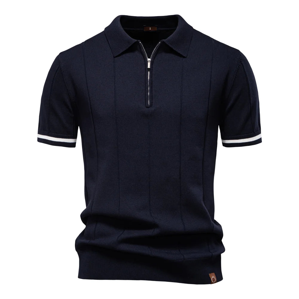 Men’s Slim Fit Polo Shirt with Zipper – Sporty & Smart Casual Style