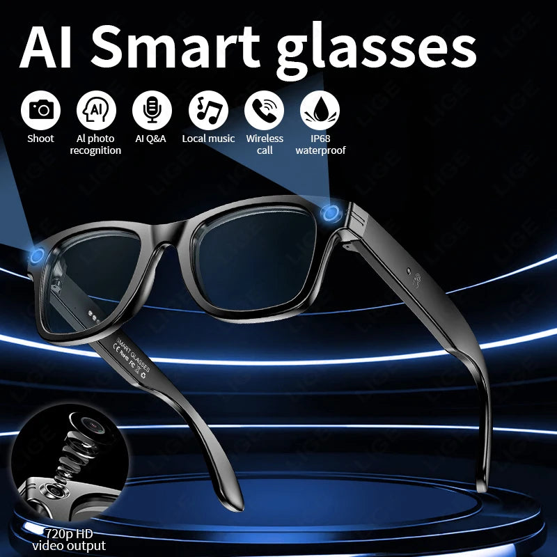 AI Smart Photochromic Glasses 4K  – Camera, Bluetooth Call, Music & Real-Time Translation