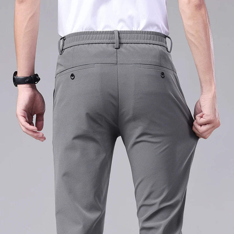 Men’s Ultra-Thin Ice Silk Casual Trousers – Slim Straight Quick-Drying Summer Pants