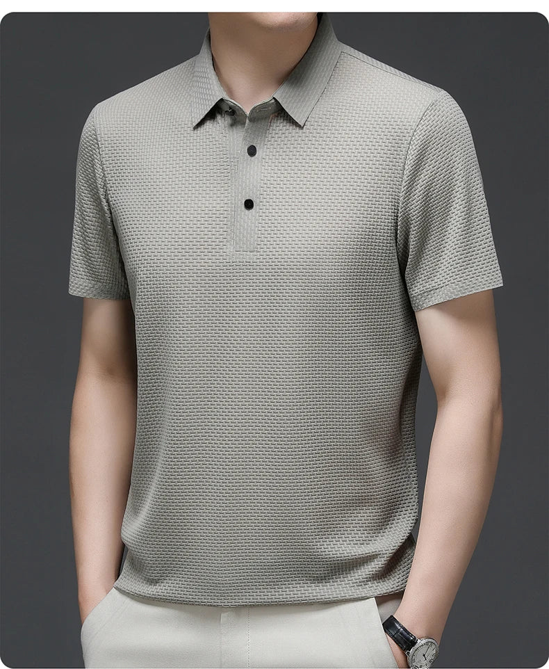 Men’s Ice Silk Polo Shirt – Breathable, Wrinkle-Resistant Summer Top