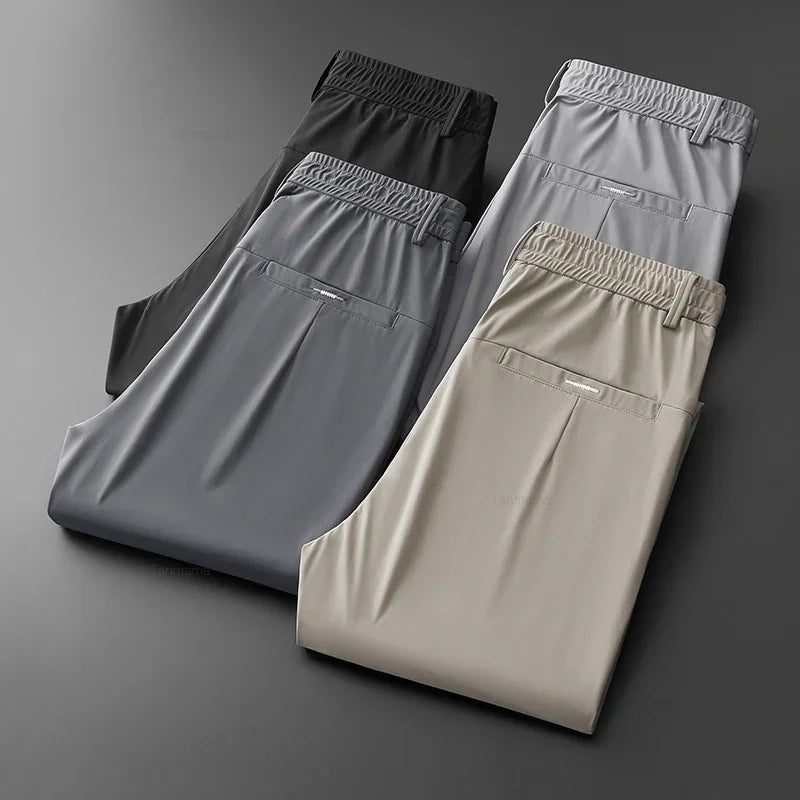 Men’s Ice Silk Slim Trousers – Lightweight & Quick-Dry