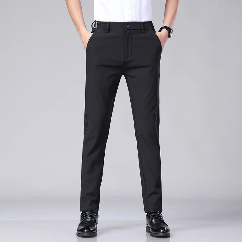 Men’s Ultra-Thin Ice Silk Casual Trousers – Slim Straight Quick-Drying Summer Pants