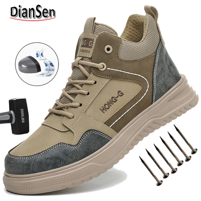 Men’s Steel Toe Safety Work Boots – Waterproof, Slip-Resistant & Lightweight Protection