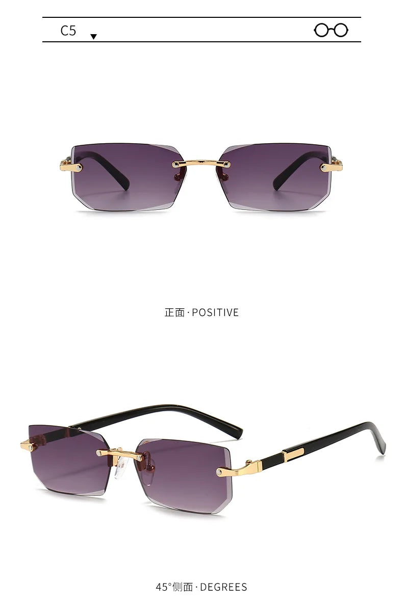 Rimless Rectangle Sunglasses – Fashionable Shades