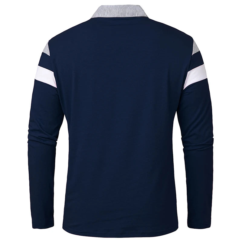 Men’s Long Sleeve Striped Polo – Casual & Comfortable