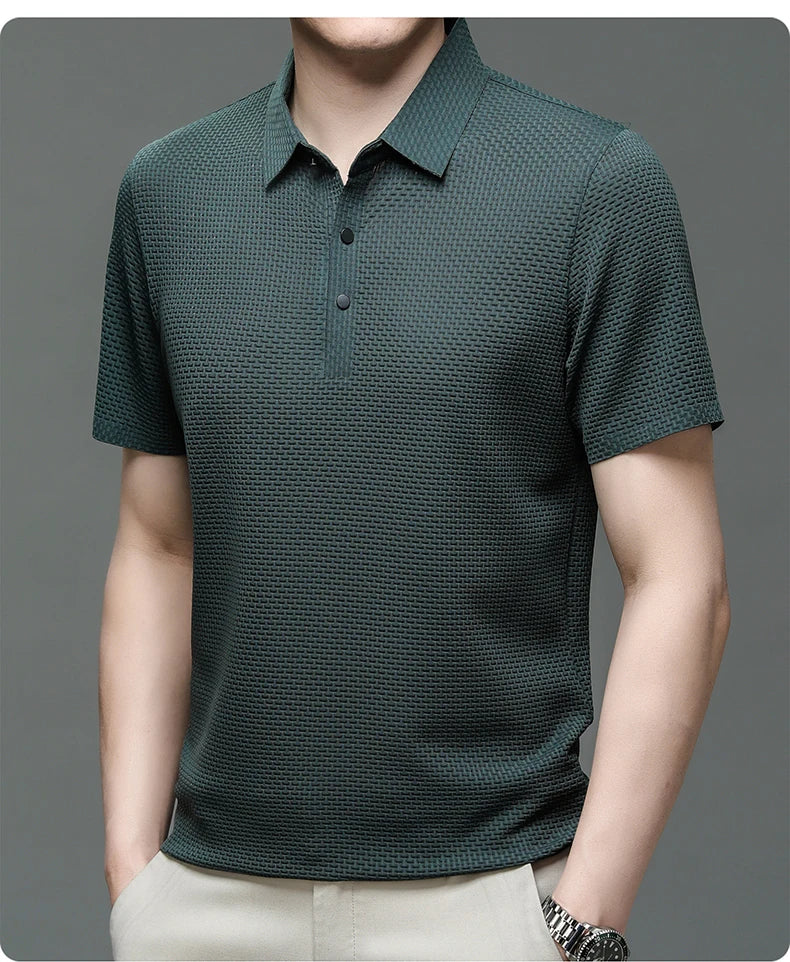 Men’s Ice Silk Polo Shirt – Breathable, Wrinkle-Resistant Summer Top