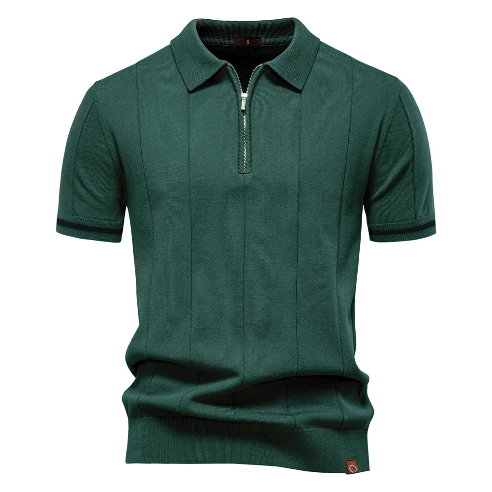 Men’s Slim Fit Polo Shirt with Zipper – Sporty & Smart Casual Style