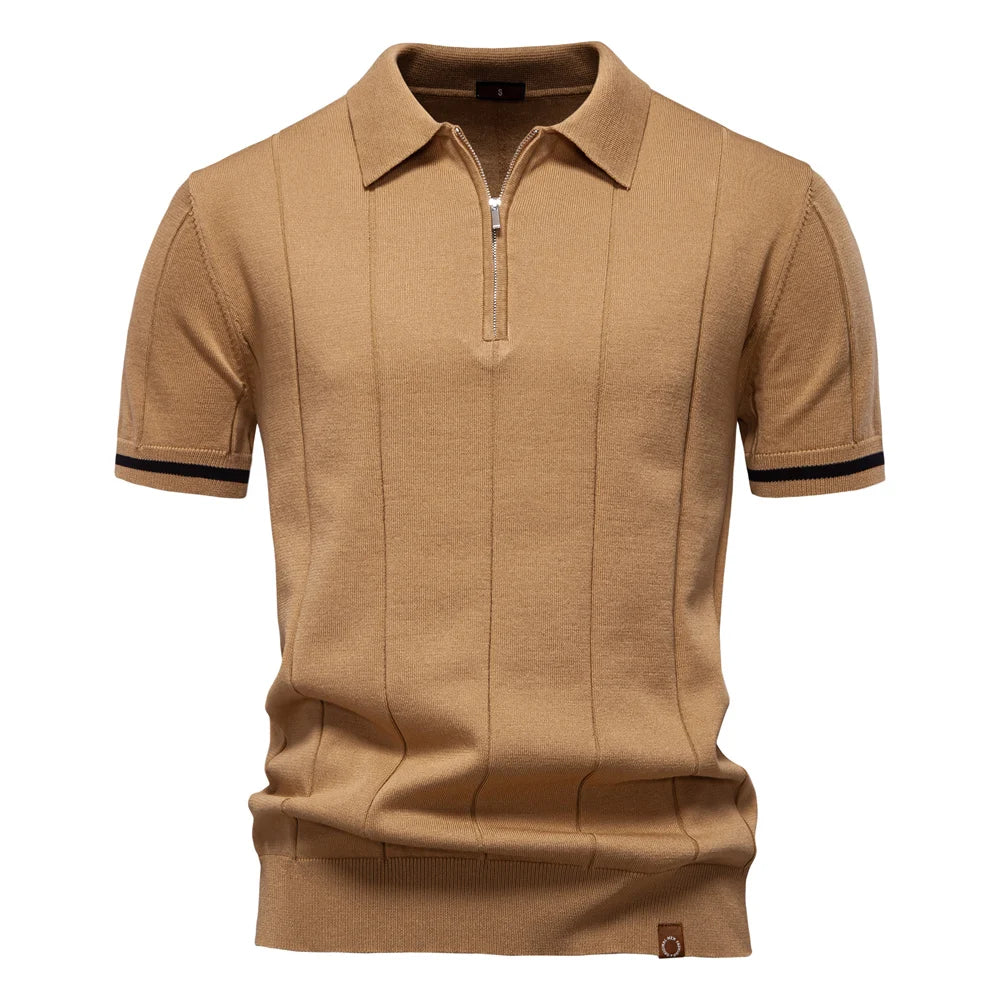 Men’s Slim Fit Polo Shirt with Zipper – Sporty & Smart Casual Style