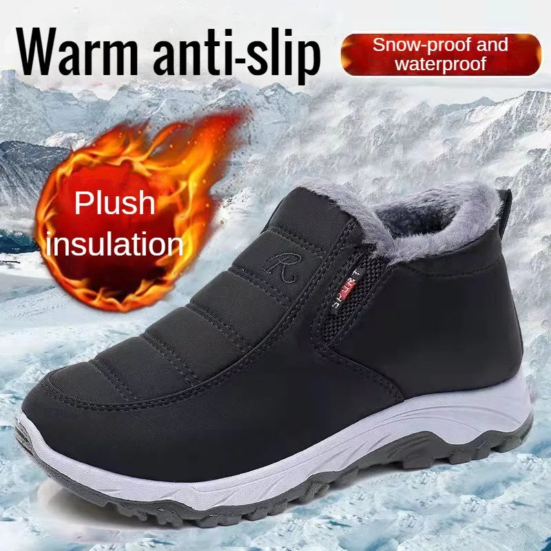 Men’s Winter Casual Warm Shoes – Slip-On, Plush Lining & Chunky Sole