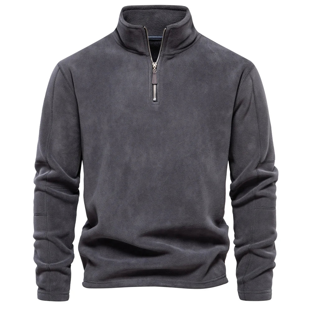 Men’s Thick Fleece Jacket – Warm Zipper Neck Pullover Sweatshirt