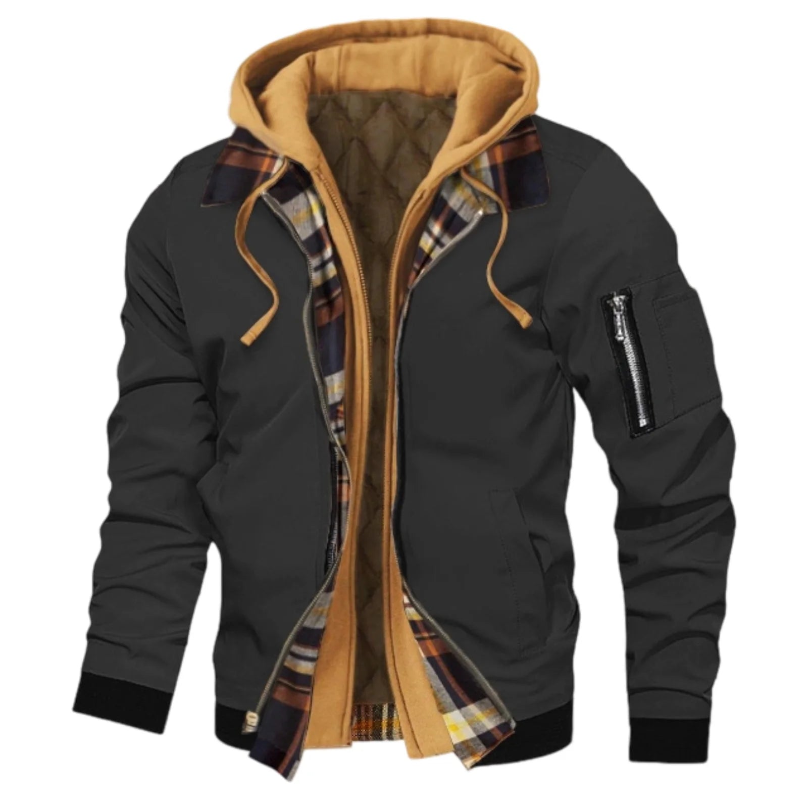 Men's Winter Hooded Jacket – Casual Fake Two-Piece Design